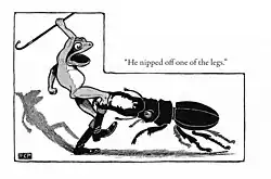 He nipped off one of the legs. Illustration # 6 by Frank C. Papé from Naughty Eric by Emile Clement (1902)