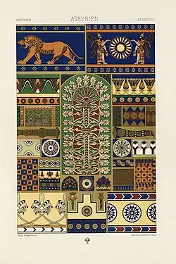 Assyrian patterns and motifs from L'Ornement Polychrome, by Albert Racinet [fr], 1888