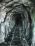 A view inside the mine tunnel.