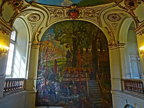 Painting of the first session of the Floral Games