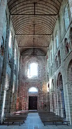 Wooden vaulted ceiling of the Abbatiale of Mont-Saint-Michel.