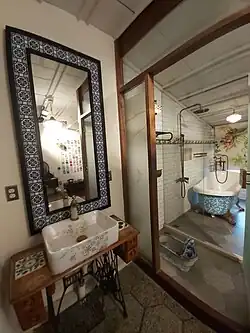 Washroom by the classical style tiles