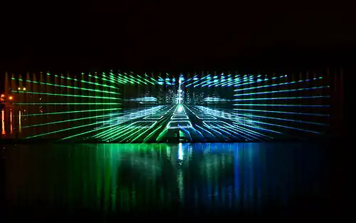 Multimedia Fountain Roshen is the only one in Ukraine and the largest floating fountain in Europe, built in the river Southern Buh in Vinnytsia City near Festivalny Isle (Kempa Isle)[61]