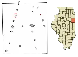 Location of Donovan in Iroquois County, Illinois