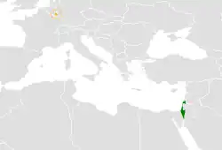 Map indicating locations of Israel and Luxembourg