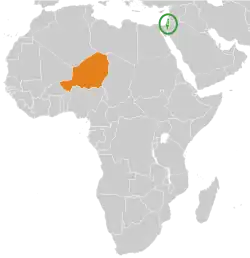 Map indicating locations of Israel and Niger