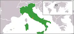 Map indicating locations of Italy and Holy See