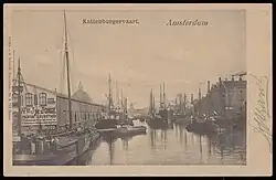 Kattenburgervaart from the Dijksgracht. Left: Oosterkerk. c. 1900