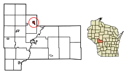 Location of Merrillan in Jackson County, Wisconsin.