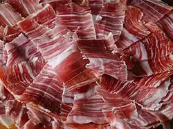Slices of jamón ibérico