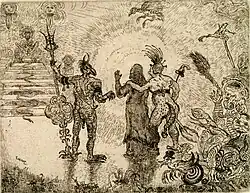 The Devils Dzitts and Hihanox Lead Christ into Hell (1895) 13.9 × 17.8 cm, etching and drypoint, Museum of Fine Arts, Ghent