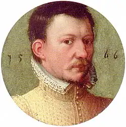 Small contemporaneous portrait of James Hepburn, 4th Earl of Bothwell, husband of Mary, Queen of Scots from 15 May 1567 to his death in 14 April 1578.