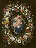 Garland with the Virgin and Child and two Angels, in collaboration with Jan Brueghel the Elder. c. 1619. Prado Museum, Madrid.[4]