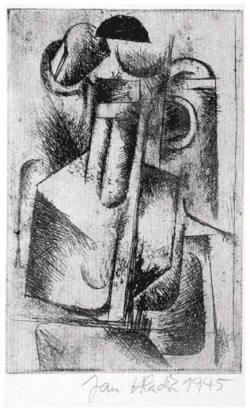 Cubist composition, etching, 1945