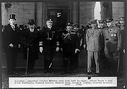 From left to right: Robert Woods Bliss, Robert Coontz, Kanji Kato, Kunishige Tanaka [ja], Andre Brewster at the Washington Conference on 24 October 1921.
