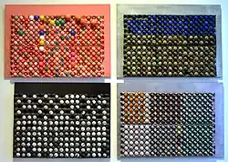 Untitled (2004-2005), mixed media, ping pong balls, paper, 4 pcs 69 x 100&nbsp;cm