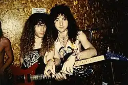 Jason Becker (right) with Cacophony bandmate Marty Friedman in 1989