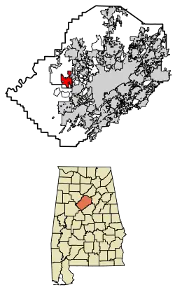 Location of Sylvan Springs in Jefferson County, Alabama.