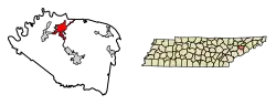 Location of Jefferson City in Jefferson County, Tennessee