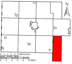 Location of Jennings Township in Van Wert County