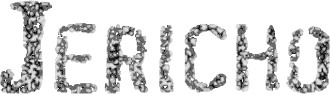 The word "Jericho" in a gray/black font that looks like static on a black background.