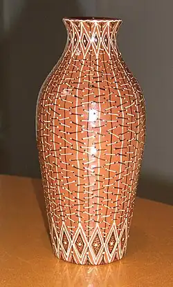 Jessie Tait tube lined vase, dated 1957