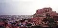 A view of the Malani Igneous Rock Hill of Mehrangarh Fort and the Jodhpur city