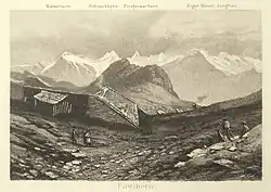 1870s panoramic view from Faulhorn. Etching by Heinrich Müller