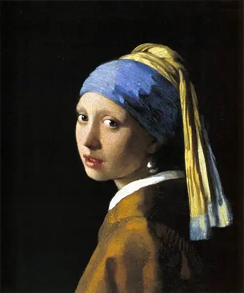 Girl with a Pearl Earring by Johannes Vermeer features ultramarine pigment