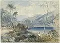 John Skinner Prout, Fairlight Glen on the Warragambra (i.e. Warragamba), c.1843, watercolour; 27 x 37.5 cm. National Library of Australia