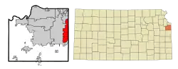 Location within Johnson County and Kansas
