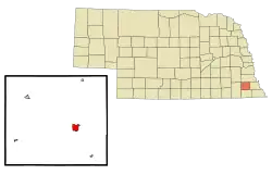 Location within Johnson County (left) and Nebraska (right)