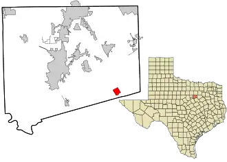 Location in Johnson County and the state of Texas