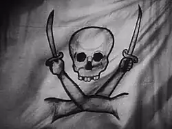 The Jolly Roger from Captain Blood with crossed sword arms.[3]