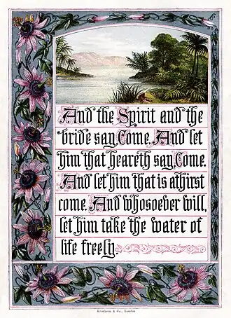 Image 27Revelation 22:17 at Book of Revelation, by Joseph Martin Kronheim (edited by Adam Cuerden) (from Wikipedia:Featured pictures/Culture, entertainment, and lifestyle/Religion and mythology)