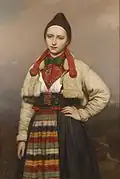 Girl in Rättvik folk costume, 1862, by Joseph van Lerius