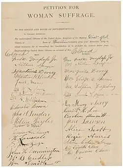 Julia Dorsey's Signature on the Petition for Women's Suffrage