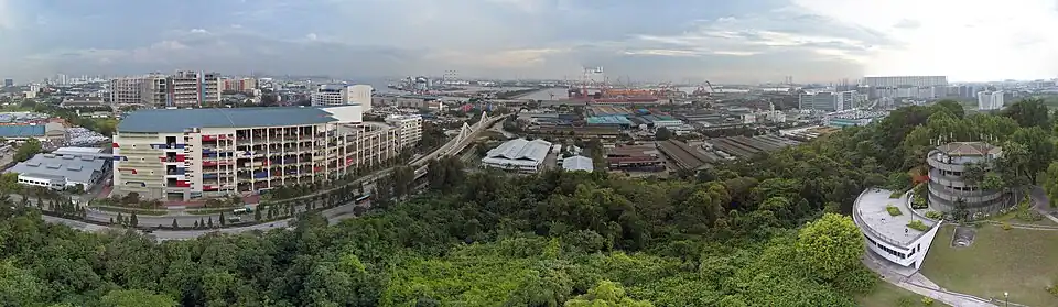 Jurong Hill aerial panorama facing Jurong island