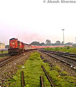 Kamakhya–Lokmanya Tilak Terminus AC Express entering Katihar