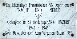 F-triangle at Hinzert honors French victims, especially of the Nacht und Nebel program