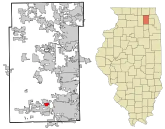 Location in Kane County and the state of Illinois.
