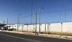 Perimeter Wall of Kara Tepe Refugee Camp, Lesvos Island, Greece.