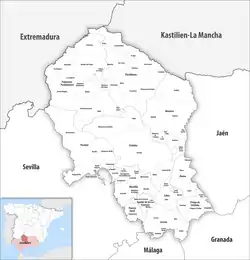 Map of the province of Córdoba with its municipalities