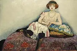 Femme aux bas noirs (Woman with Black Stockings), c. 1907, oil on canvas, 129.5 cm × 195.5 cm (51.0 in × 77.0 in)