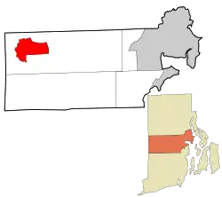 Location in Kent County and the state of Rhode Island