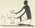 Creation of a vessel on a hand-operated potter's wheel