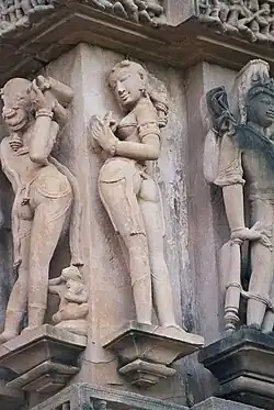 Depictions of Apsaras from the Khajuraho temple complex