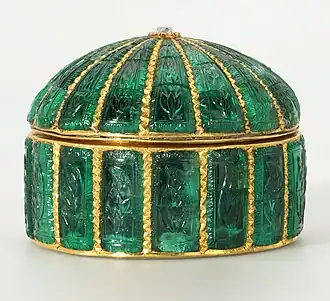 Emerald-set box, c. 1635 Mughal India
