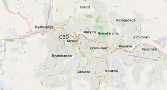 A labelled map of Kigali