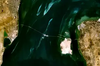 The King Fahd Causeway from satellite photo